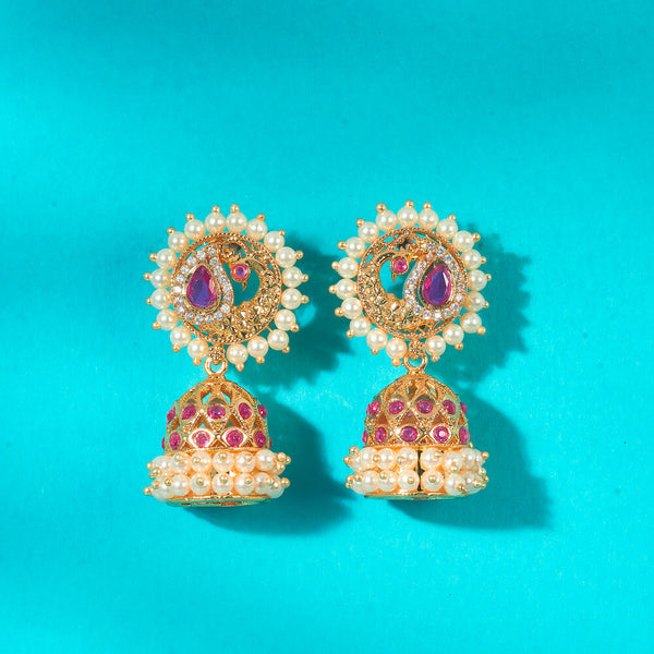 Antique Peacock Earring With Gold Plating 222664