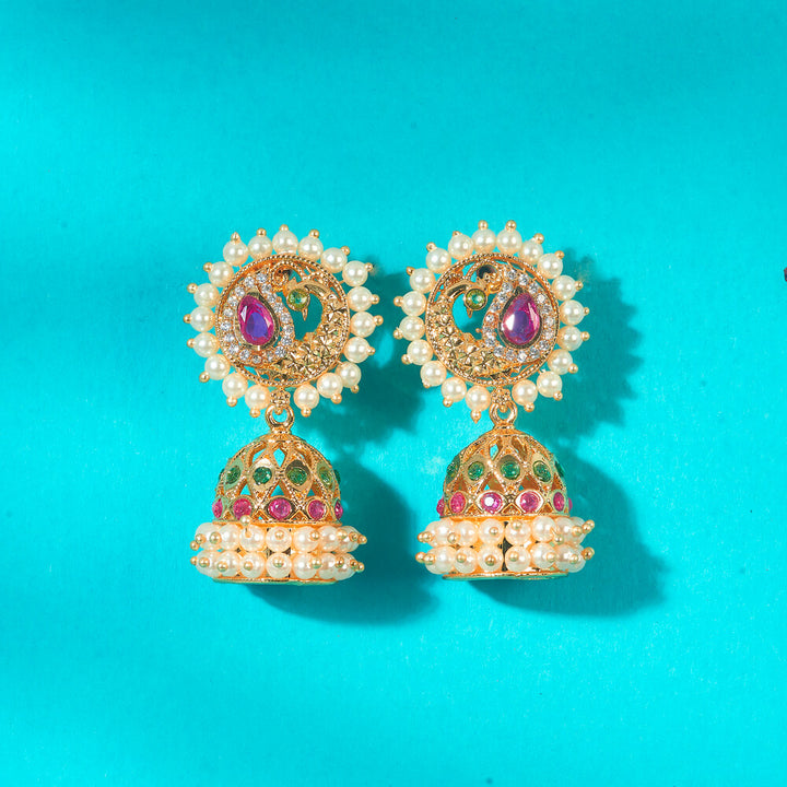 Antique Peacock Earring With Gold Plating 222664