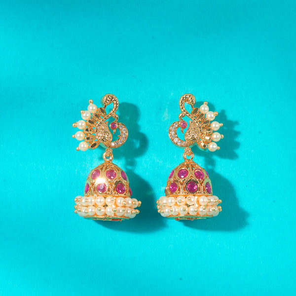 Antique Peacock Jhumki With Gold Plating 222666