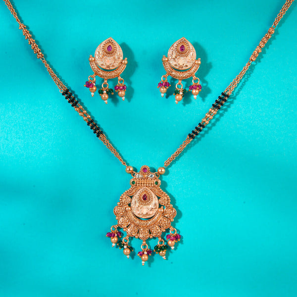 Antique Classic Mangalsutra With Matte Gold Plating 222672