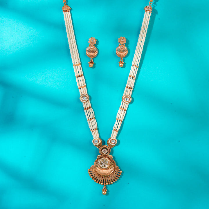 Antique Meenakari Pendant Set With Matte Gold Plating 222691