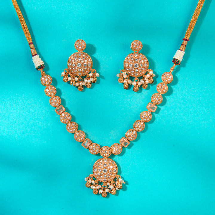 Antique Pearl Necklace With Gold Plating 222734