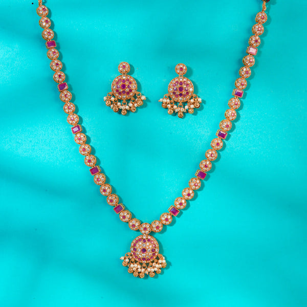 Antique Long Necklace With Gold Plating 222736