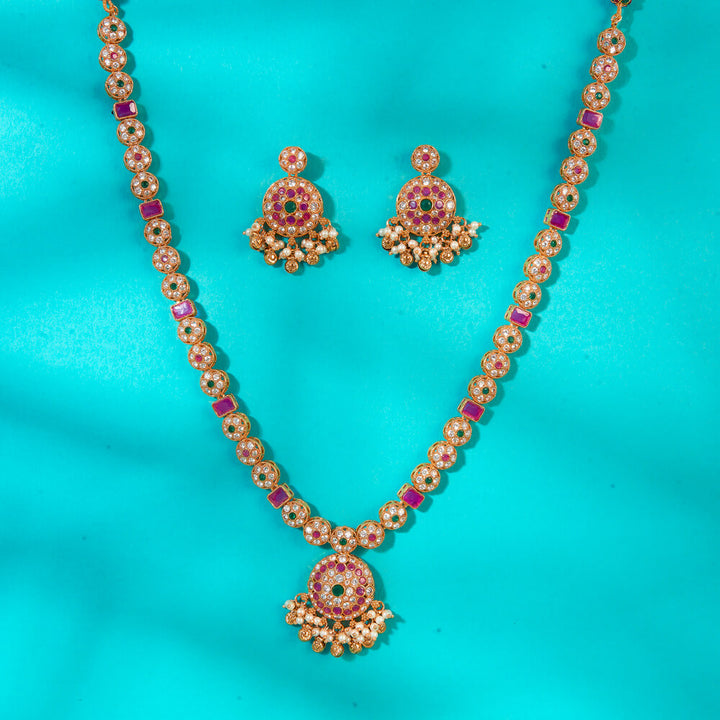 Antique Long Necklace With Gold Plating 222736