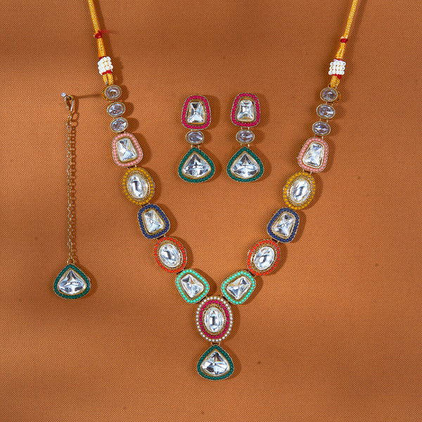 222814 Antique Classic Necklace With Mehndi Plating