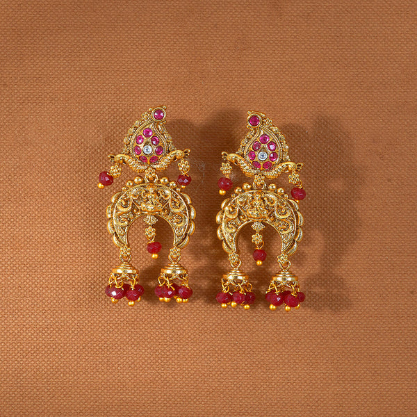 222830 Antique Peacock Earring With Matte Gold Plating