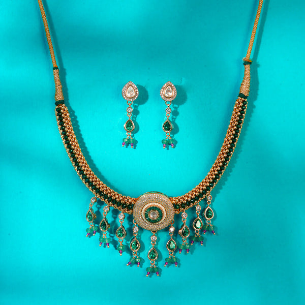 222836 Antique Thushi Necklace With Gold Plating