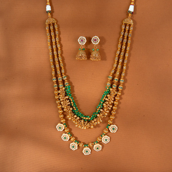 222849 Antique Mala Necklace With Gold Plating