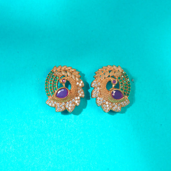222877 Antique Peacock Tops With Matte Gold Plating