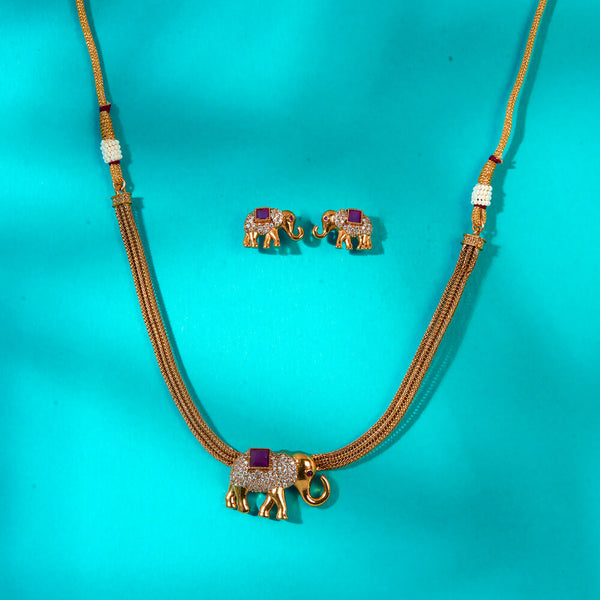 222887 Antique Classic Pendant Set With Matte Gold Plating