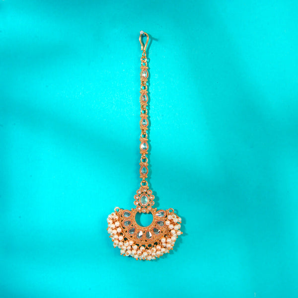 222897 Antique Moti Tikka With Gold Plating