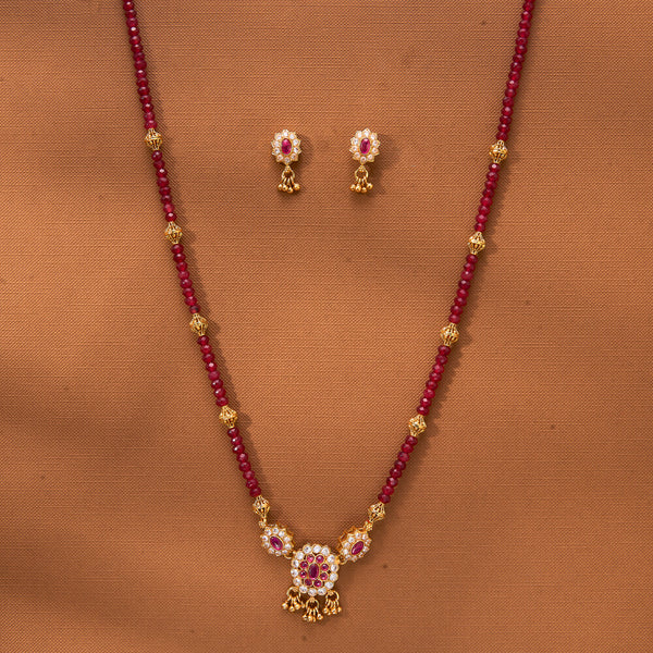 222921 Antique Mala Pendant Set With Gold Plating