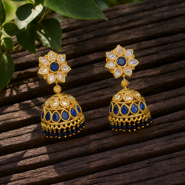 222927 Antique Jhumki With Gold Plating