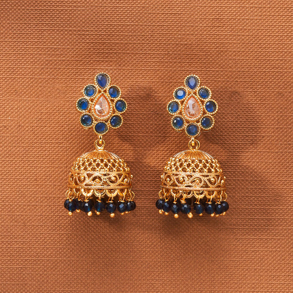 222940 Antique Jhumki With Gold Plating