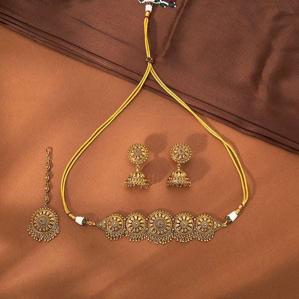 222947 Antique Classic Necklace With Matte Gold Plating