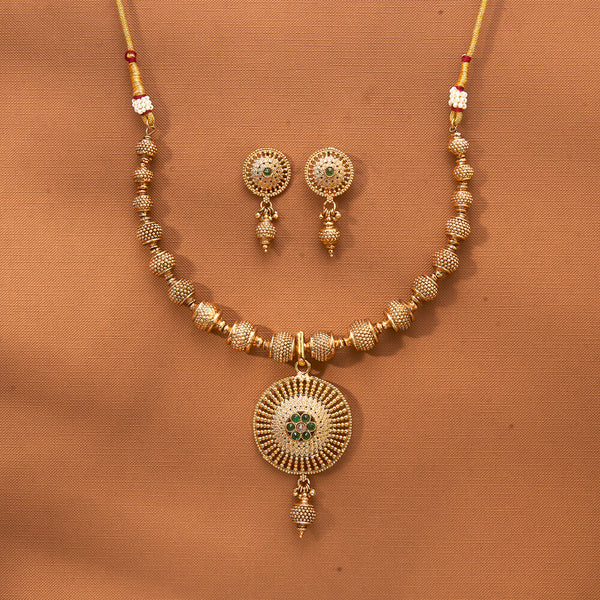 222975 Antique Mala Necklace With Gold Plating