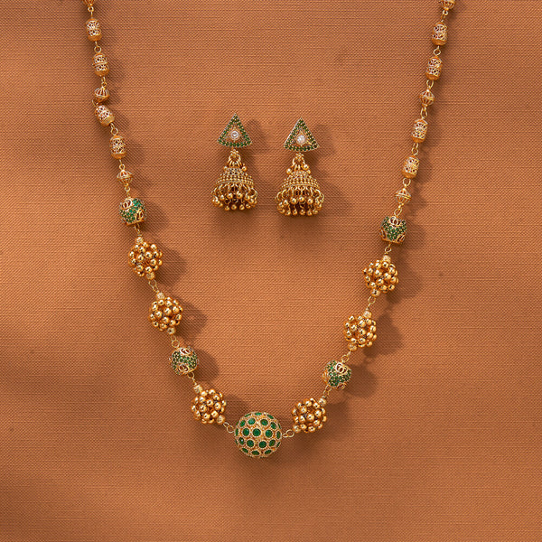 222978 Antique Mala Necklace With Gold Plating