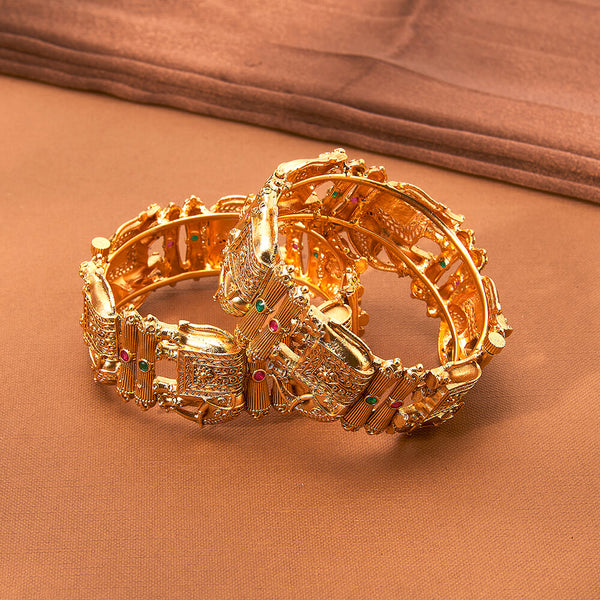 223005 Antique Openable Bangles With Matte Gold Plating