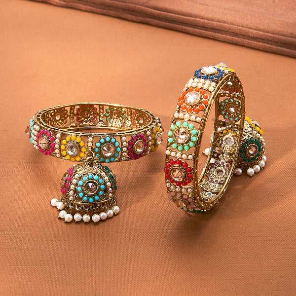 223032 Antique Classic Bangles With Mehndi Plating