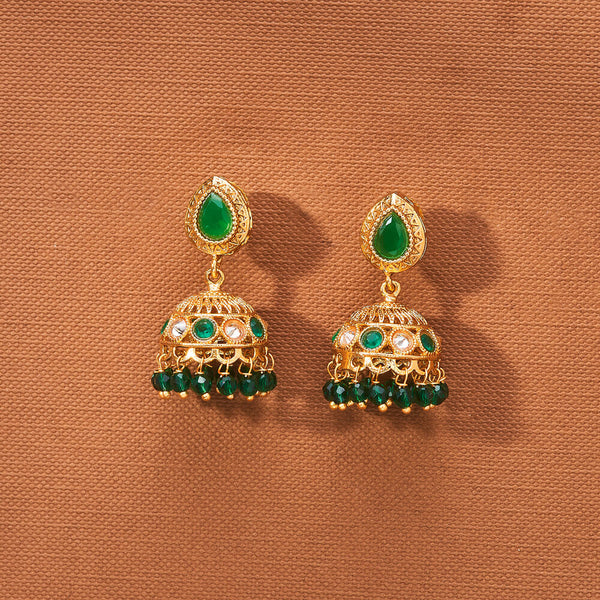 223085 Antique Jhumki With Gold Plating