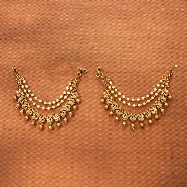 223097 Antique Classic Ear Chain With Matte Gold Plating