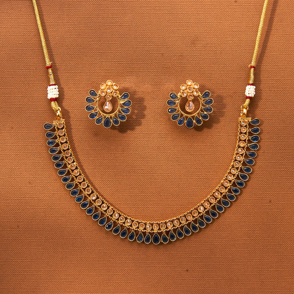 223103 Antique Classic Necklace Set With Gold Plating