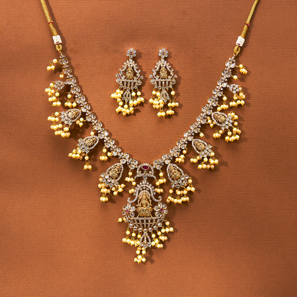 223105 Antique Temple Necklace With Matte Gold Plating