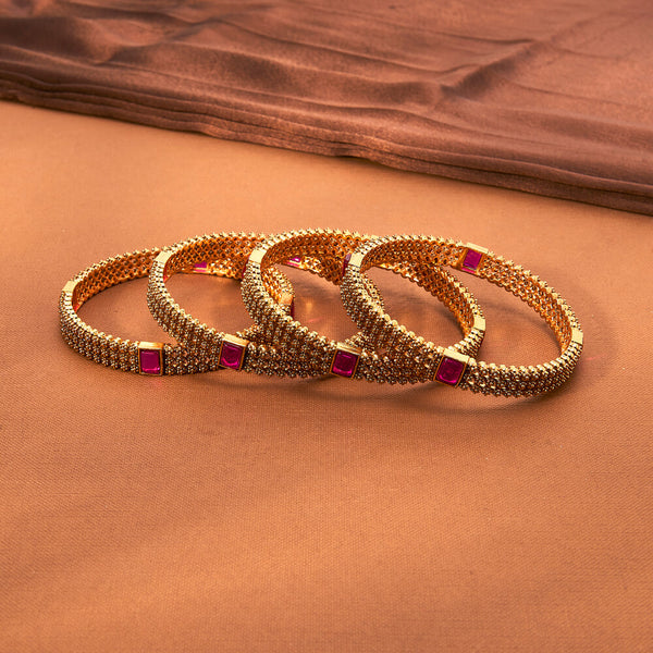 223110 Antique Classic Bangles With Matte Gold Plating