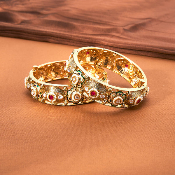 223117 Antique Openable Bangles With Matte Gold Plating