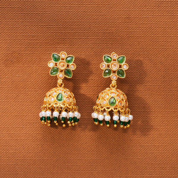 223141 Antique Jhumki With Gold Plating