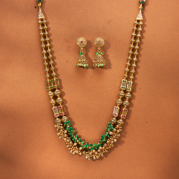 223145 Antique Mala Necklace Set With Gold Plating