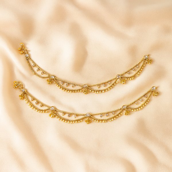 223152 Antique Pearl Payal With Gold Plating