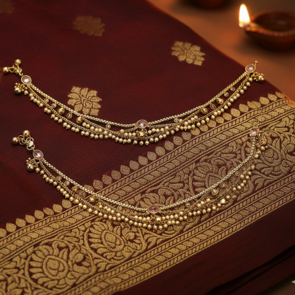 223155 Antique Moti Payal With Gold Plating