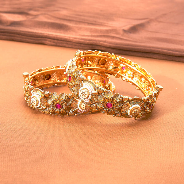 223160 Antique Meenakari Bangles With Matte Gold Plating