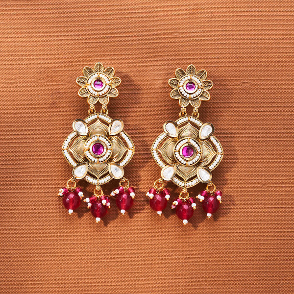 223180 Antique Classic Earring With Matte Gold Plating