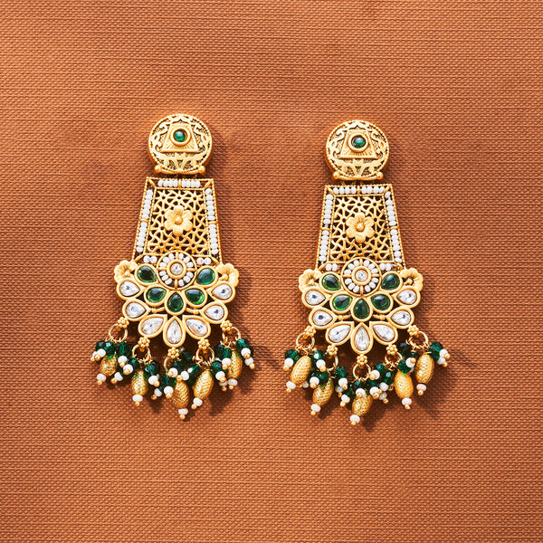 223181 Antique Moti Earring With Matte Gold Plating