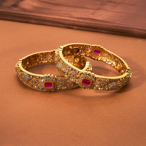 223196 Antique Classic Bangles With Matte Gold Plating