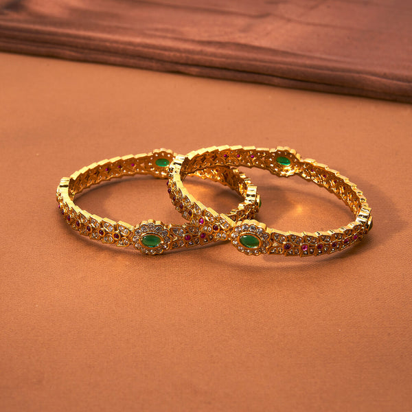 223197 Antique Classic Bangles With Matte Gold Plating