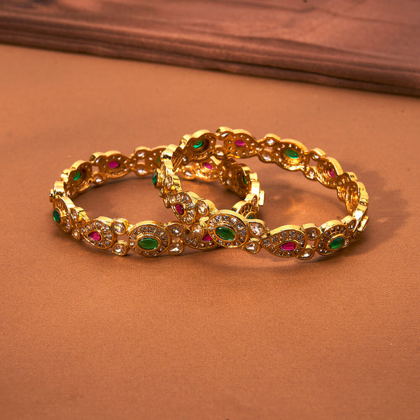 223198 Antique Classic Bangles With Matte Gold Plating