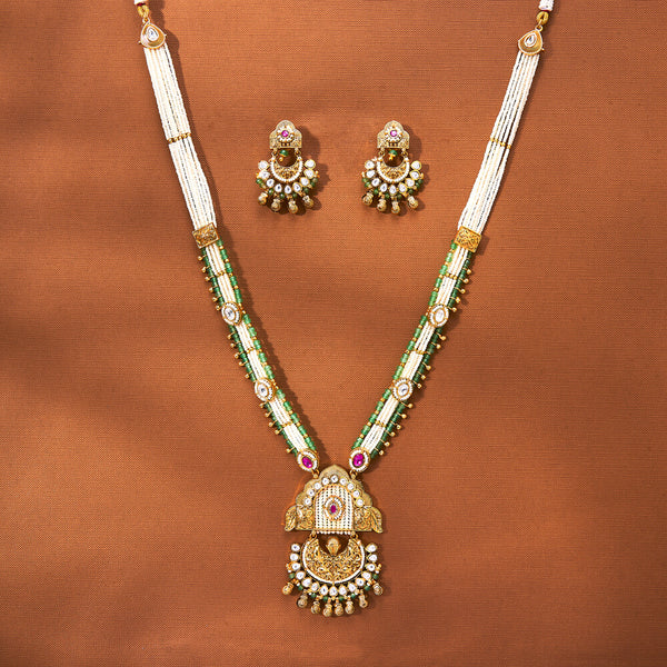 223218 Antique Mala Pendant Set With Gold Plating