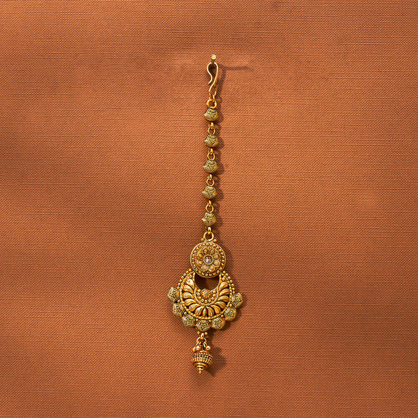 223222 Antique Chand Tikka With Matte Gold Plating