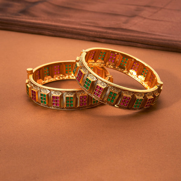 223234 Antique Openable Bangles With Matte Gold Plating