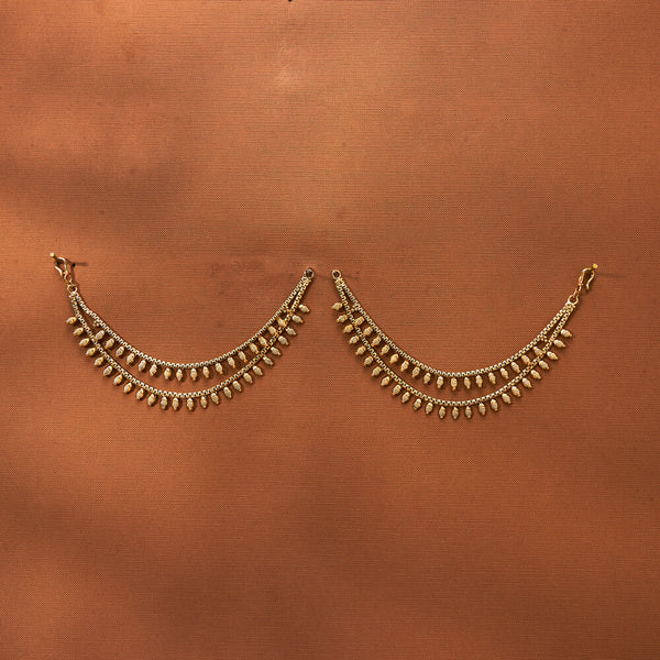 223247 Antique Plain Gold Ear Chain With Gold Plating