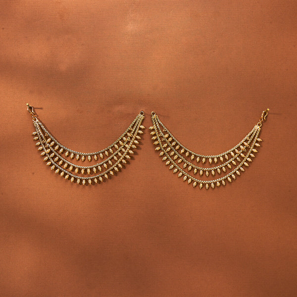 223248 Antique Plain Gold Ear Chain With Gold Plating