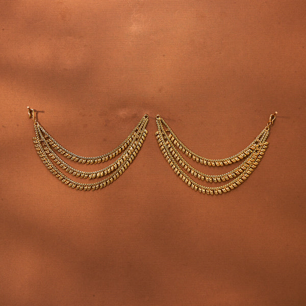 223252 Antique Plain Gold Ear Chain With Gold Plating