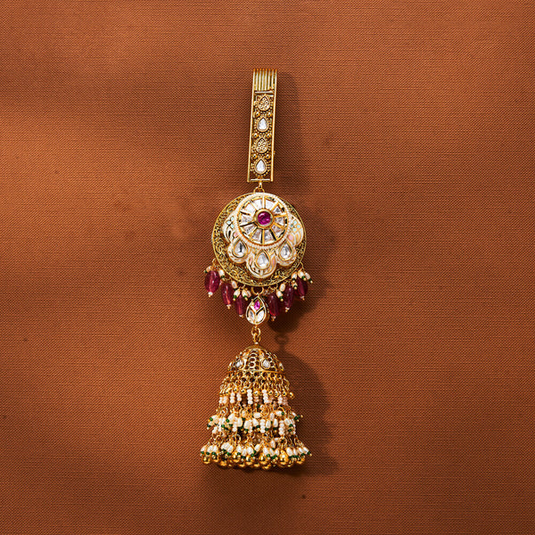 223307 Antique Pearl Jhuda With Matte Gold Plating