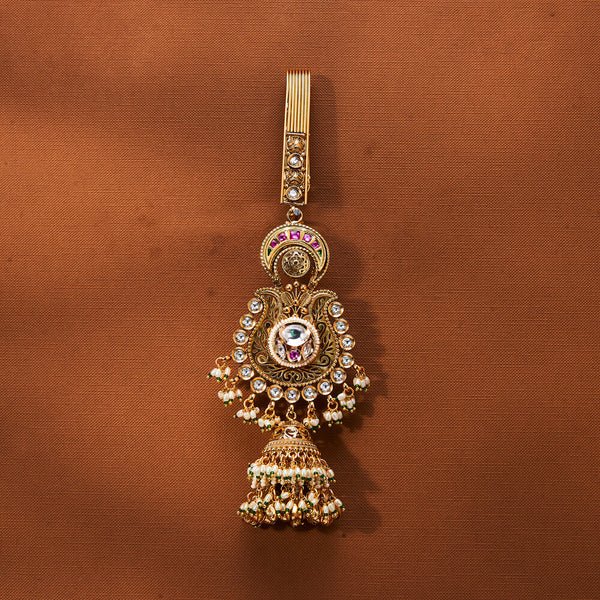 223308 Antique Moti Jhuda With Matte Gold Plating