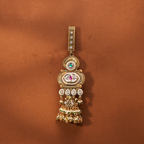 223310 Antique Moti Jhuda With Matte Gold Plating