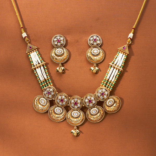 223311 Antique Classic Necklace With Matte Gold Plating