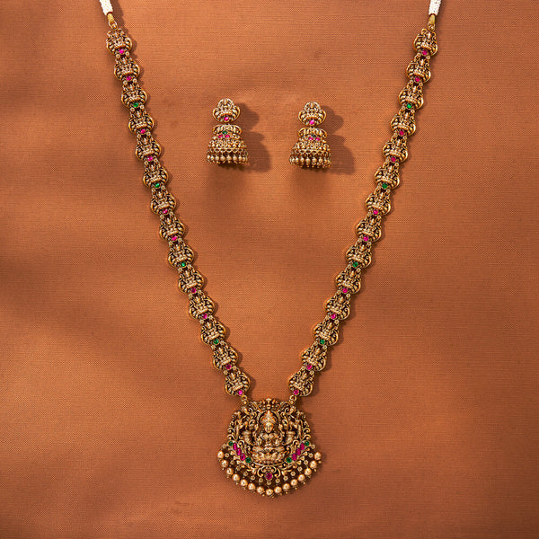 223321 Antique Temple Necklace With Matte Gold Plating